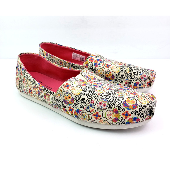 Toms Shoes - Toms Alpargata Dia de los Muertos Womens Size 11 Day of Dead Canvas Casual Shoes
